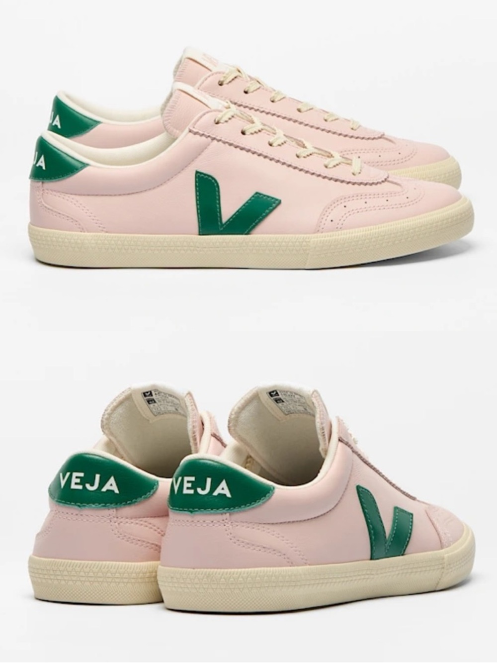 NWT - Veja Volley Leather Sneaker -Pink & Green (sz 6 / 37) - Picture 11 of 16